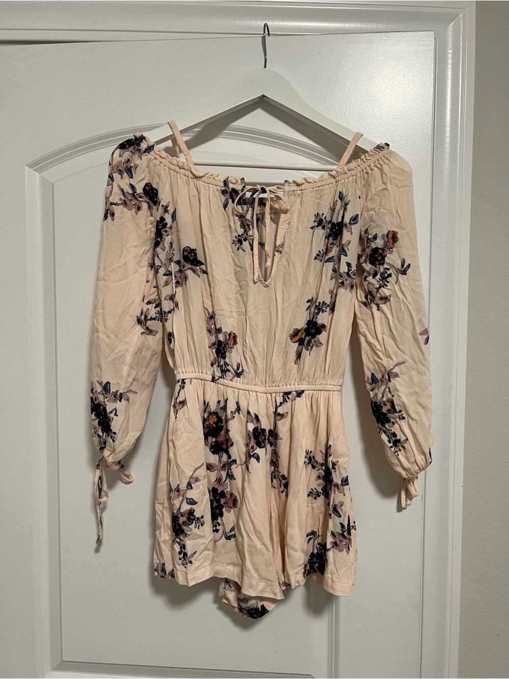 Free People Floral Off-Shoulder Peachy Pink Romper